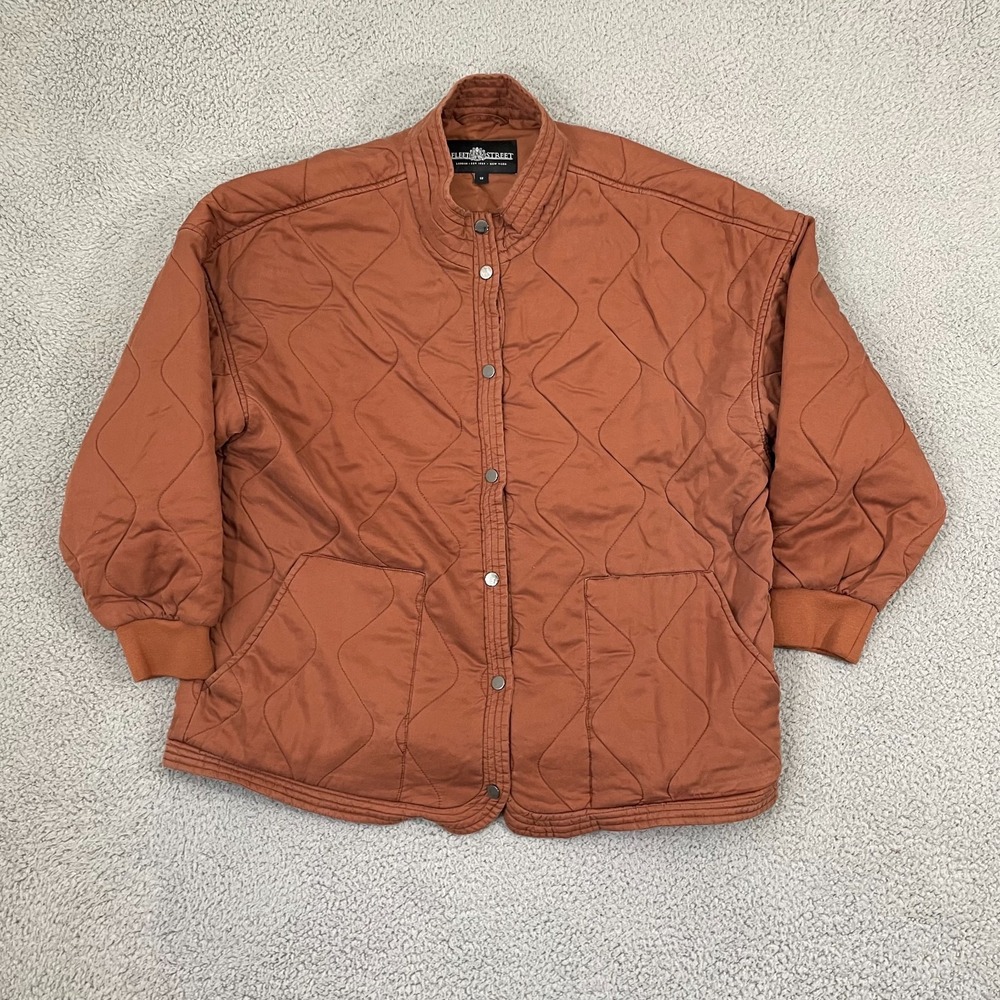 Fleet Street Quilted Jacket Women 1X Burnt Orange Snap Button